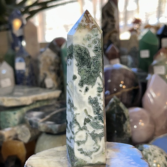 🔥SALE🔥 Moss Agate Crystal Tower With Druzy! - Picture 4 of 7